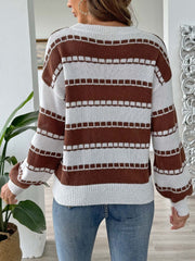 Heart Round Neck Long Sleeve Sweater - Trendsi