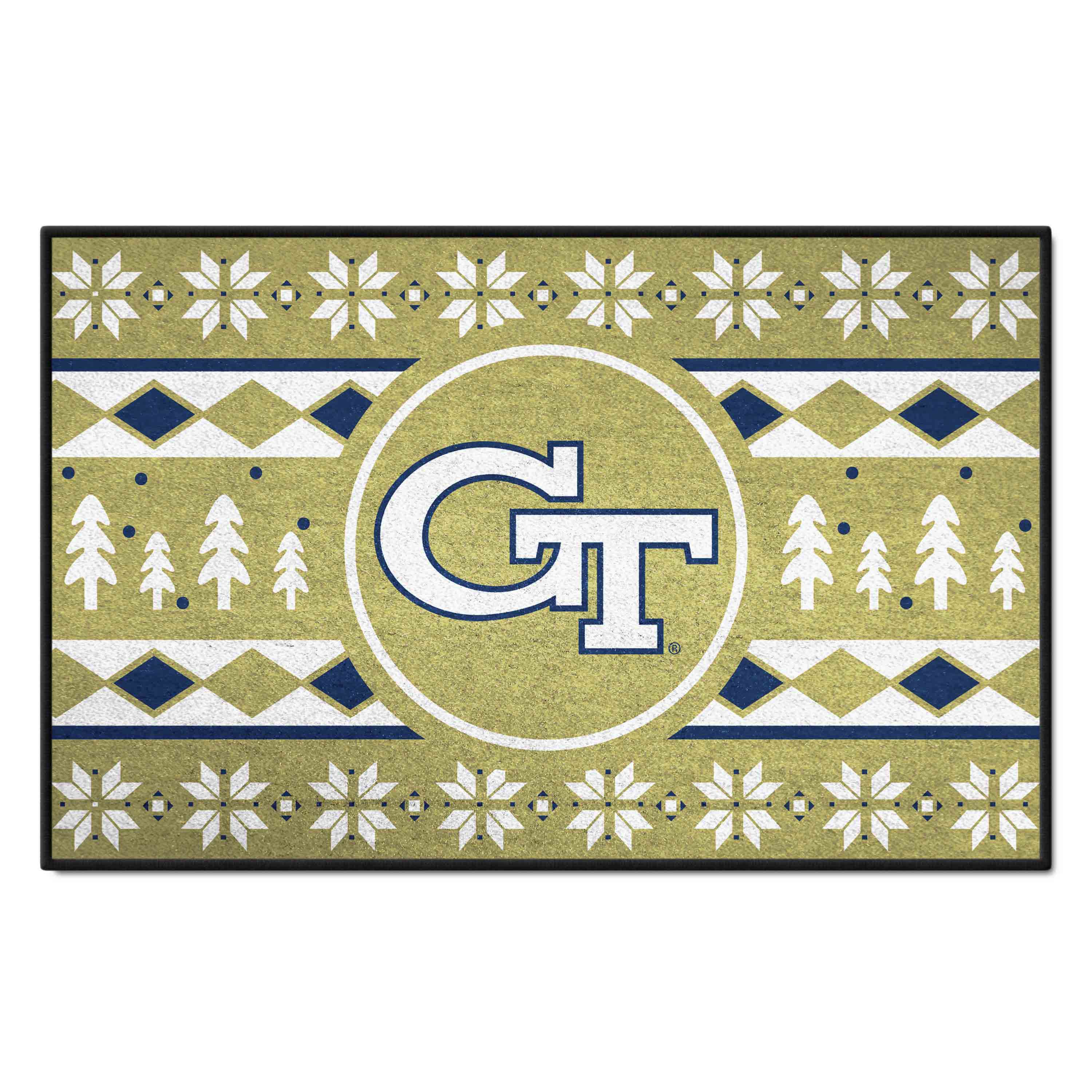 Georgia Tech Yellow Jackets Holiday Sweater Starter Mat Accent Rug - 19in. x 30in.