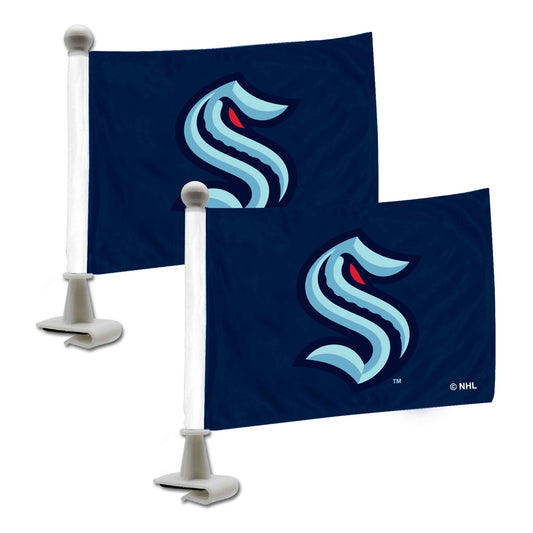 Seattle Kraken Ambassador Car Flags - 2 Pack Mini Auto Flags, 4in X 6in