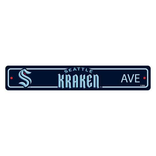 Seattle Kraken Team Color Street Sign Décor 4in. X 24in. Lightweight