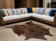 60" X 84" Dark Brindle Cowhide  Rug - Homeroots