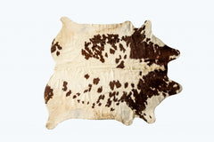 72" X 84" White And Brown Cowhide  Rug