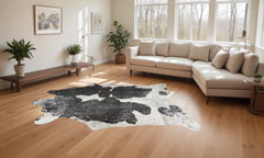 72" X 84" Silver Black & White Cowhide  Rug