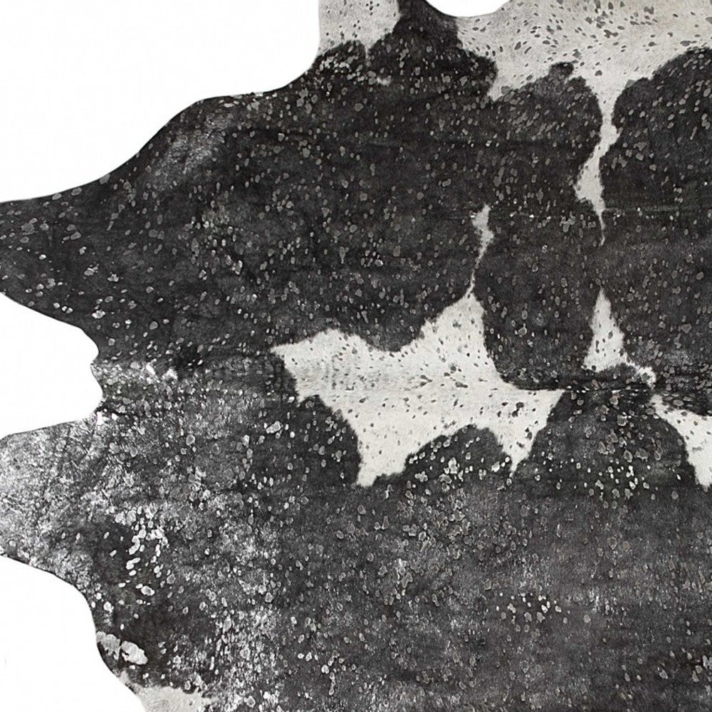 72" X 84" Silver Black & White Cowhide  Rug