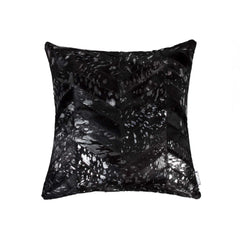 18" Black and Silver Cowhide Throw Pillow