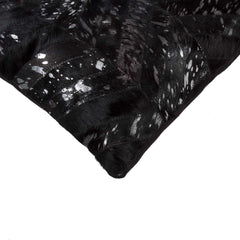 18" Black and Silver Cowhide Throw Pillow