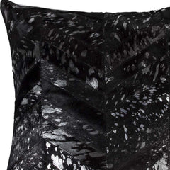 18" Black and Silver Cowhide Throw Pillow