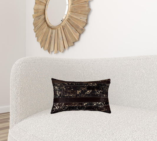 12 X 20 Chocolate Cowhide Throw Pillow