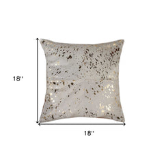 18" Natural & Gold Cowhide Throw Pillow