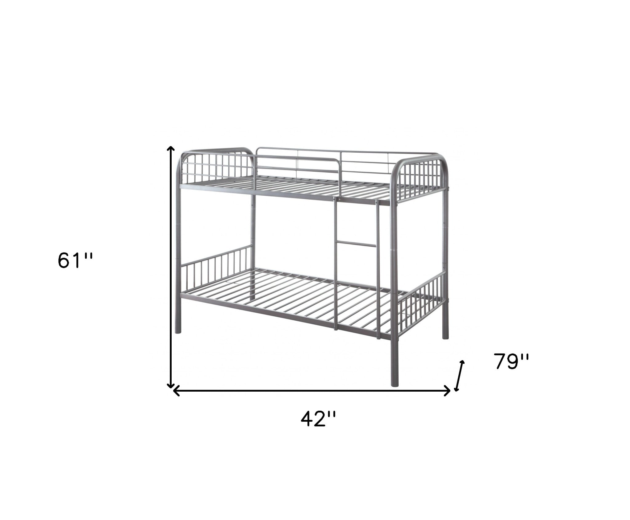 79" X 42" X 61" Gunmetal Metal Twin Over Twin Bunk Bed