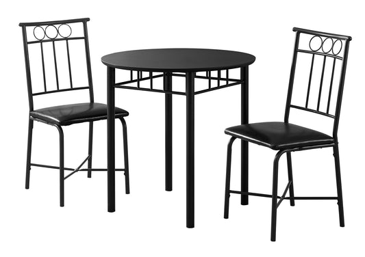 35" Black Leather Look Foam And Metal Three Pieces Dining Set