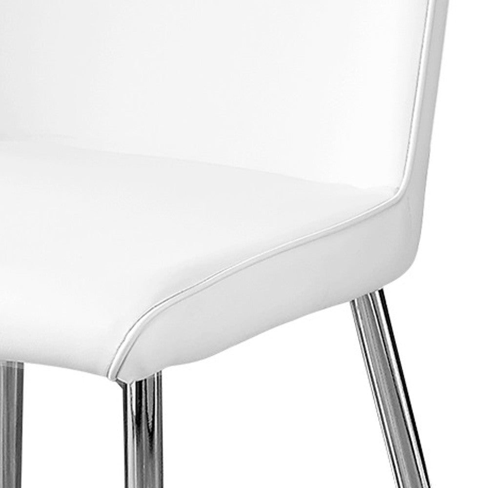 Set of Two White And Silver Upholstered Faux Leather Dining Side Chairs