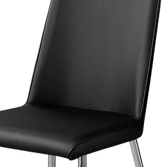 Set of Two Black And Silver Upholstered Faux Leather Dining Side Chairs