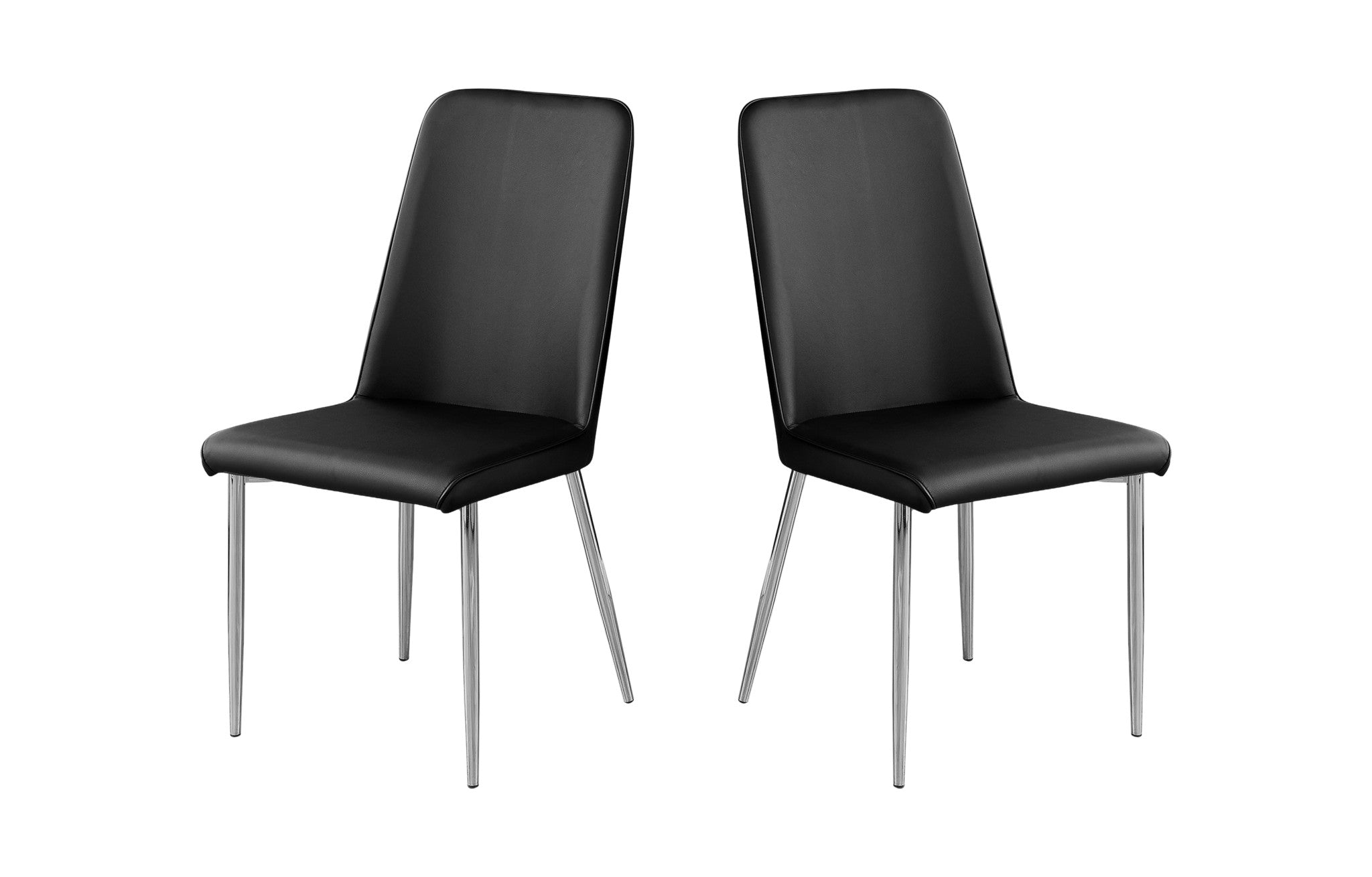 Set of Two Black And Silver Upholstered Faux Leather Dining Side Chairs