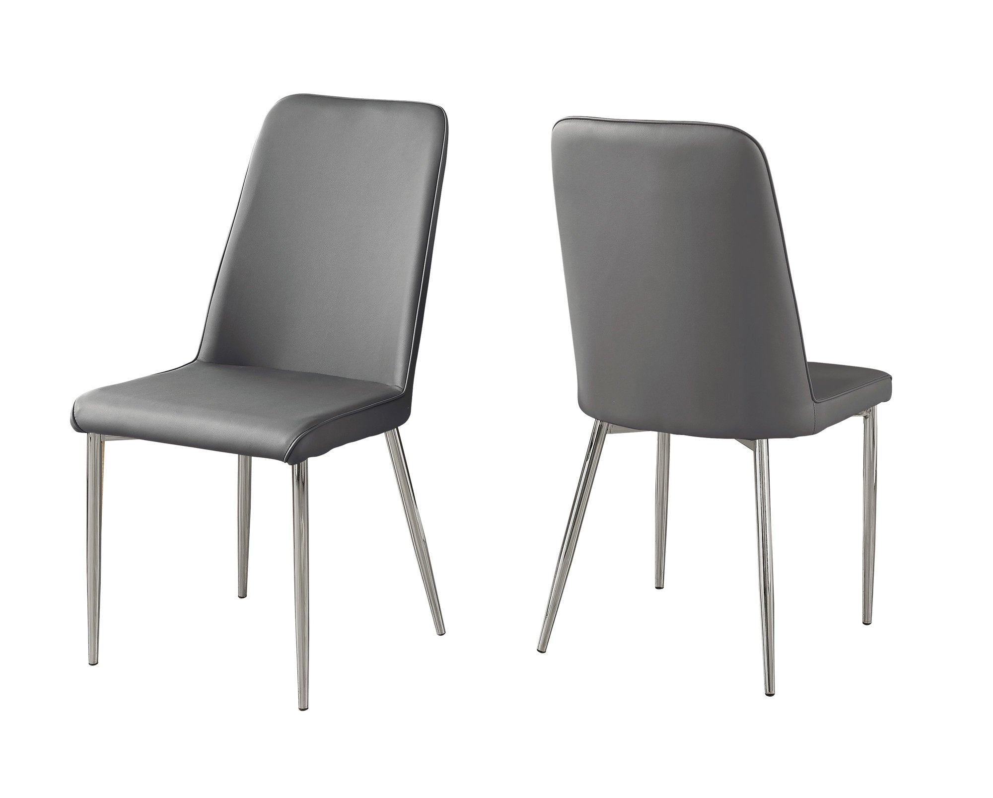 Set of Two Gray And Silver Upholstered Faux Leather Dining Side Chairs