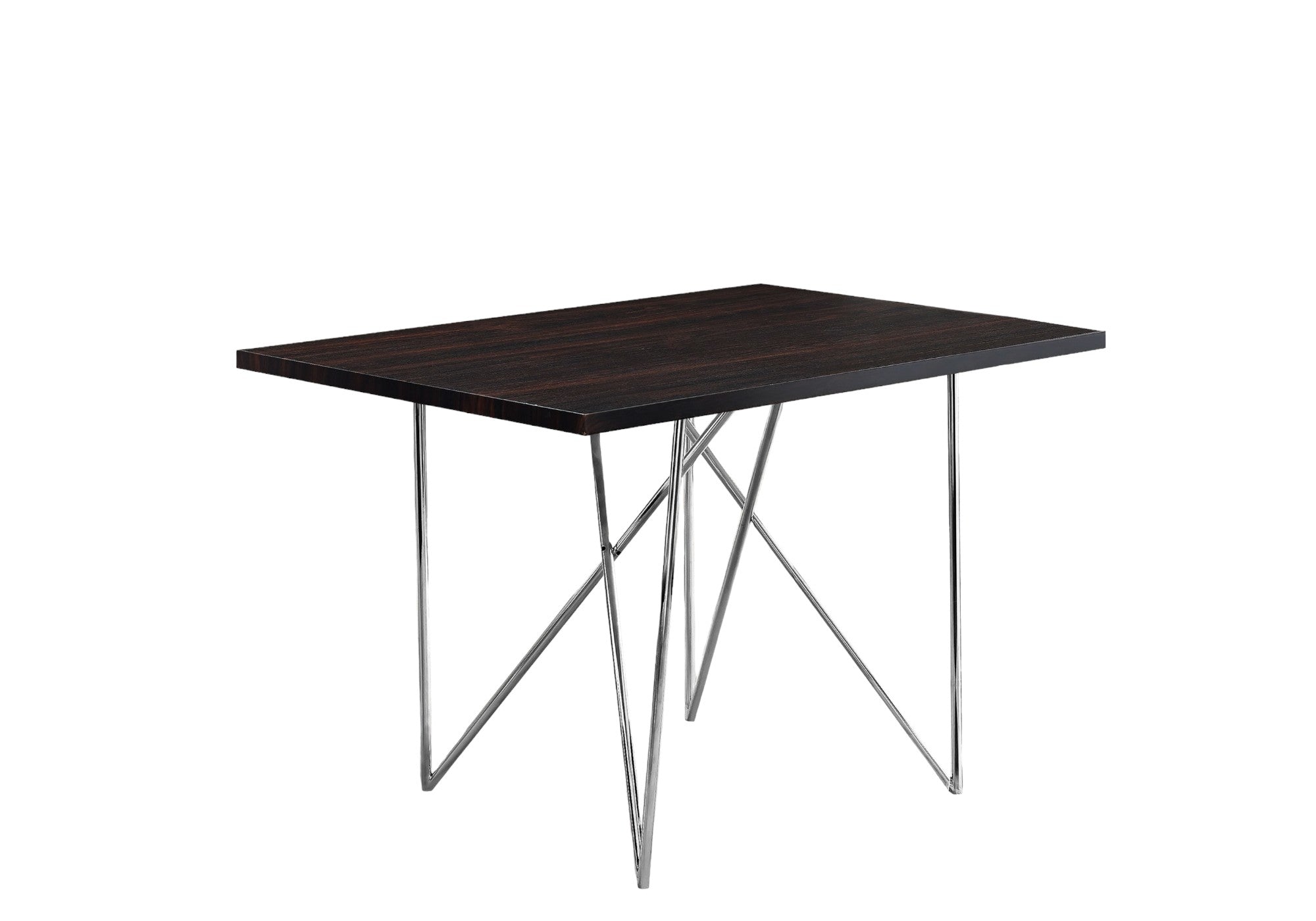 32" Dark Brown And Silver Metal Dining Table