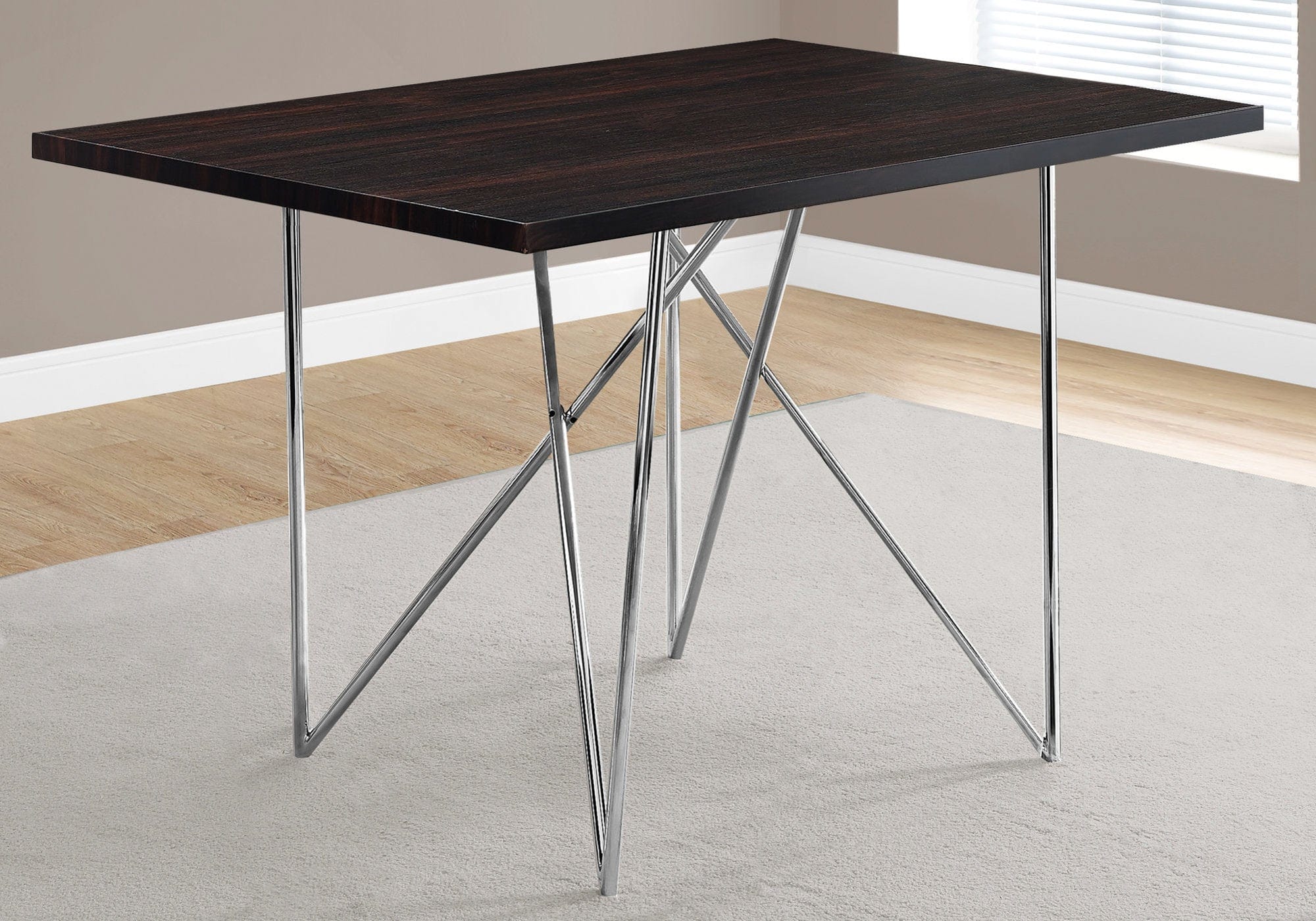 32" Dark Brown And Silver Metal Dining Table - Homeroots