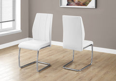 Set of Two White And Silver Upholstered Faux Leather Dining Side Chairs