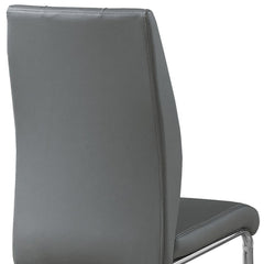 Set of Two Gray And Silver Upholstered Faux Leather Dining Side Chairs