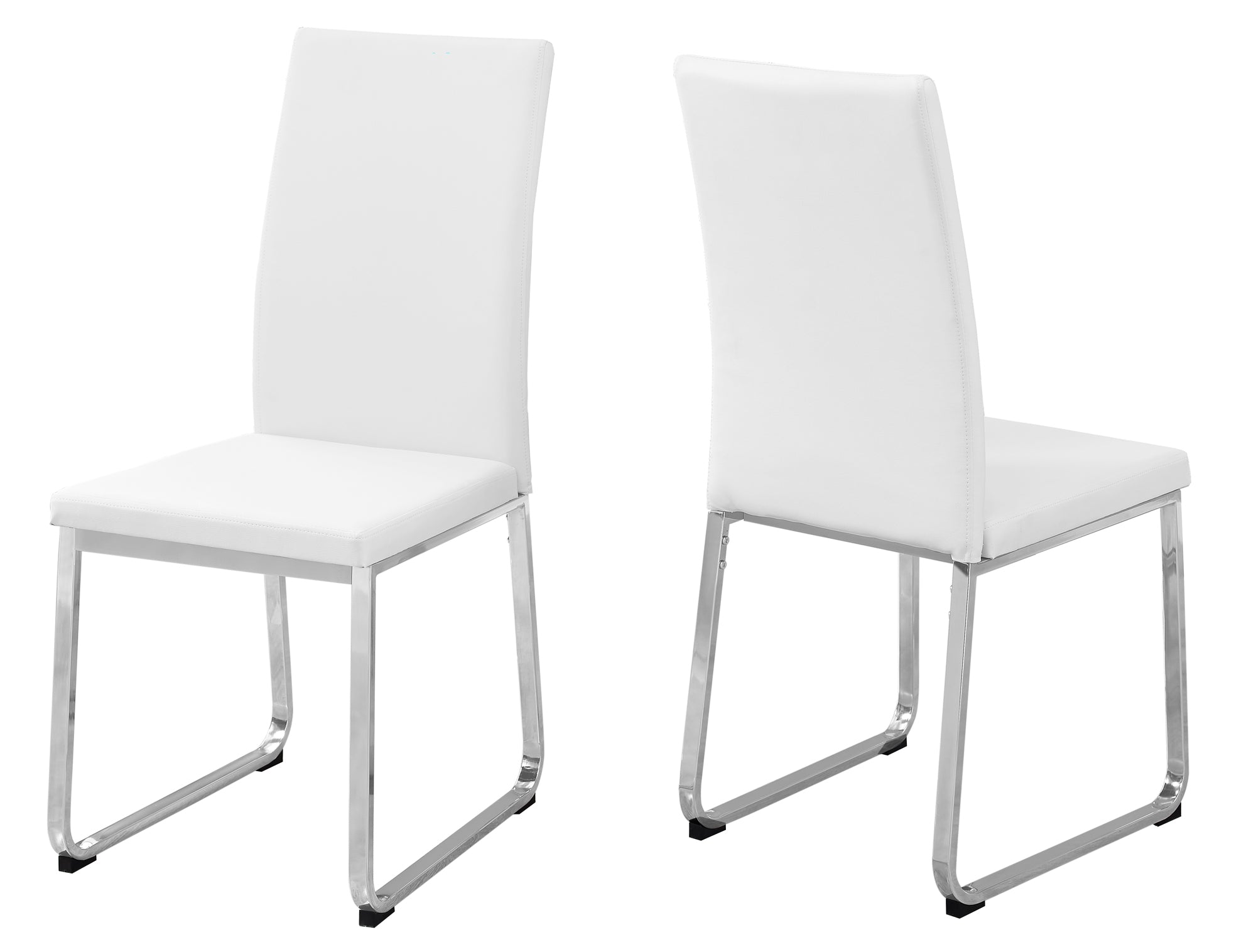 Set of Two White And Silver Upholstered Faux Leather Dining Side Chairs