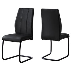 Set of Two Black Upholstered Faux Leather Dining Side Chairs