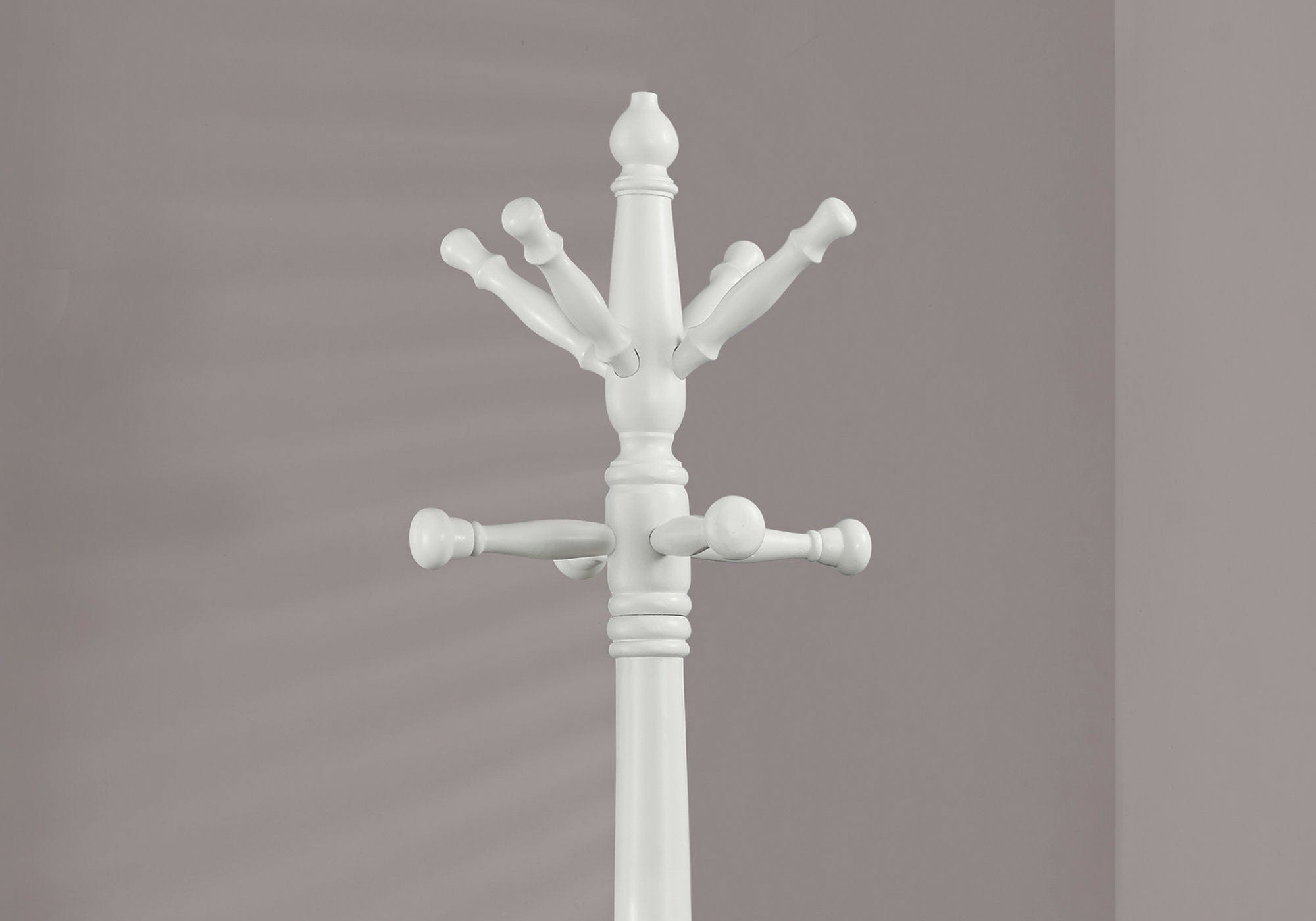 White Solid Wood Coat Rack With Triple Tiered Coat Stand