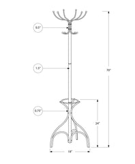 18" X 18" X 70" Black  Metal  Coat Rack