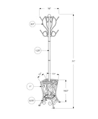 16" X 16" X 71" Black  Metal  Umbrella Holder Coat Rack