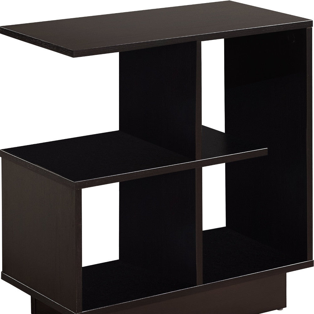 24" Espresso Wood End Table With Four Shelves