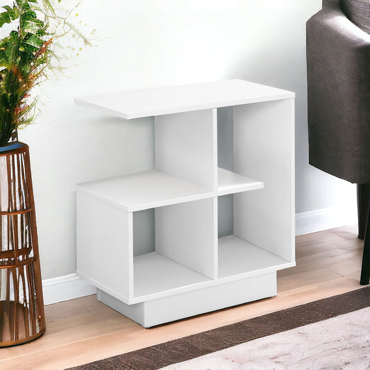 24" White Wood End Table With Four Shelves