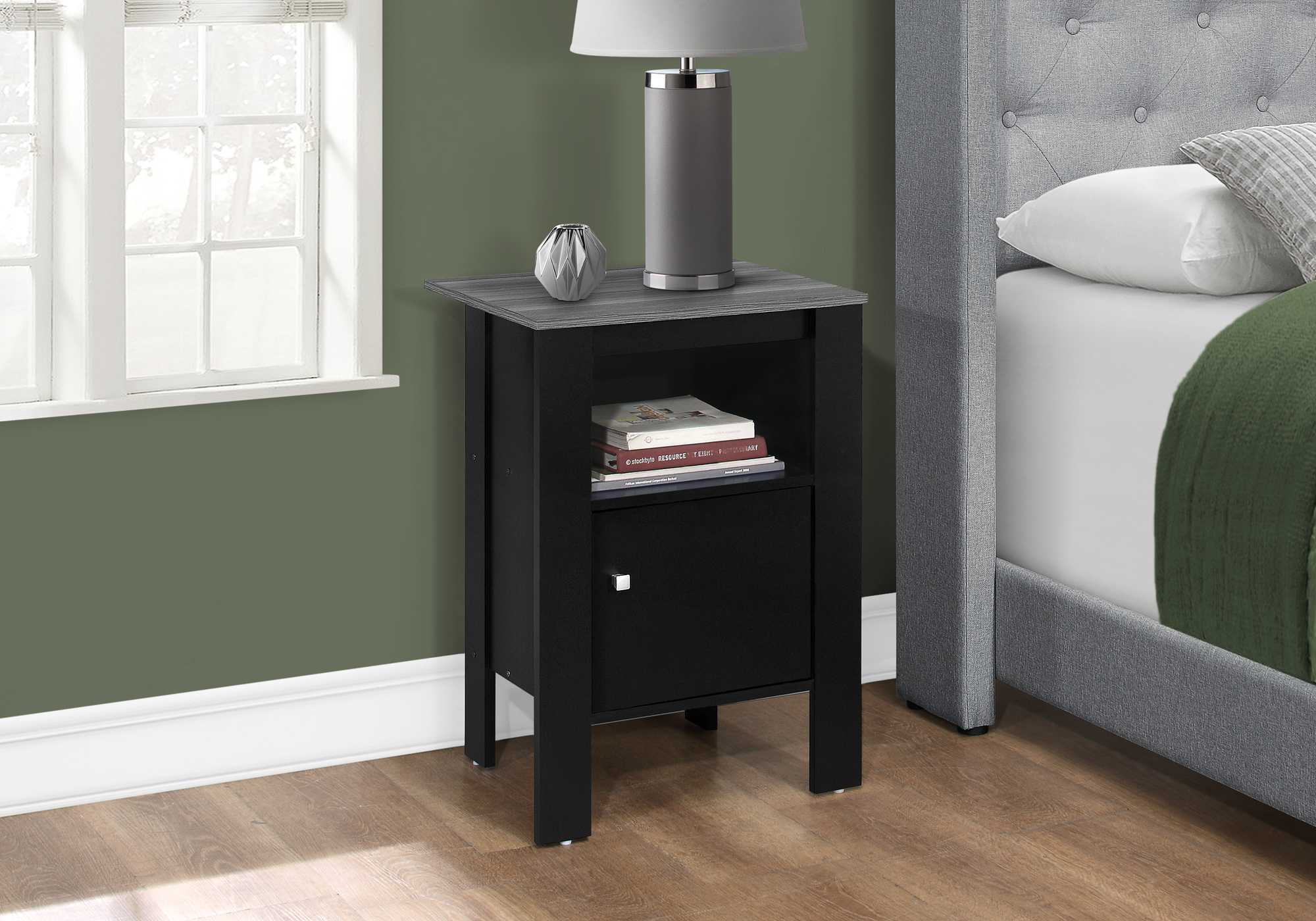 24" Black Nightstand