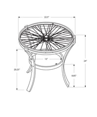 24" Black And Clear Glass And Metal Round End Table With Shelf