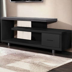 16" Black and Gray Open Shelving TV Stand