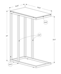 18.25" X 10.25" X 24" White Metal Tempered Glass Accent Table