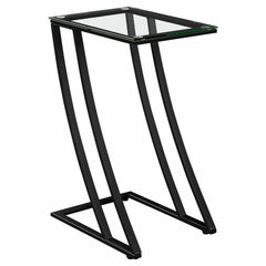 15.75" X 12" X 24" Black Clear Metal Tempered Glass Accent Table - Homeroots