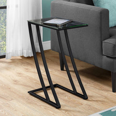 15.75" X 12" X 24" Black Clear Metal Tempered Glass Accent Table - Homeroots