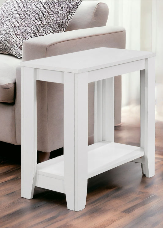 22" White Wood End Table With Shelf