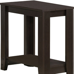 22" Dark Brown Wood End Table With Shelf