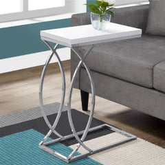 18.25" X 10.25" X 25" White Mdf Metal Accent Table