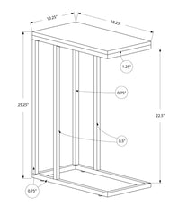 18.25" X 10.25" X 25.25" Grey Particle Board Metal  Accent Table