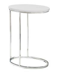 18.5" X 12" X 25" White Particle Board Metal Accent Table