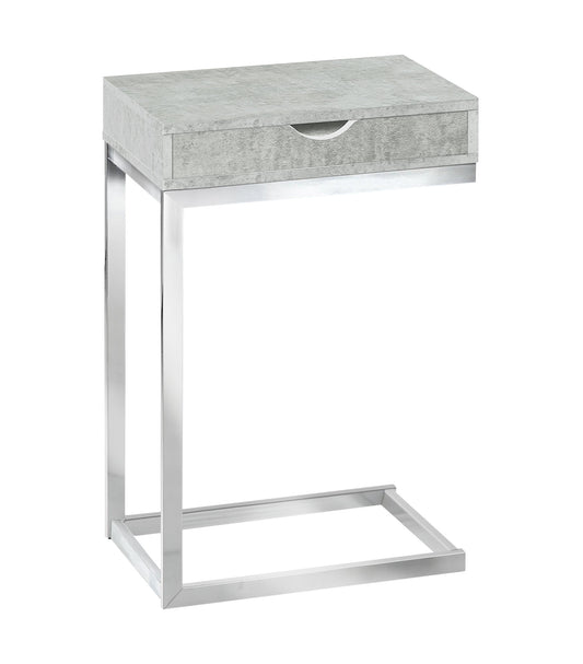 10.25" X 15.75" X 24.5" Grey Finish And Laminated Metal Accent Table