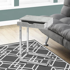 10.25" X 15.75" X 24.5" Grey Finish And Laminated Metal Accent Table