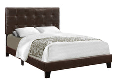 Brown Solid and Manufactured Wood Full Upholstered Faux Leather Bed Frame