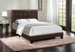 Brown Solid and Manufactured Wood Full Upholstered Faux Leather Bed Frame