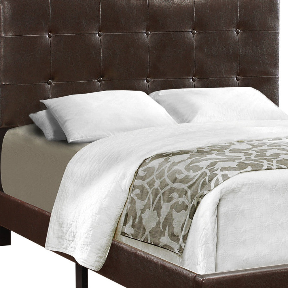 Brown Solid and Manufactured Wood Full Upholstered Faux Leather Bed Frame