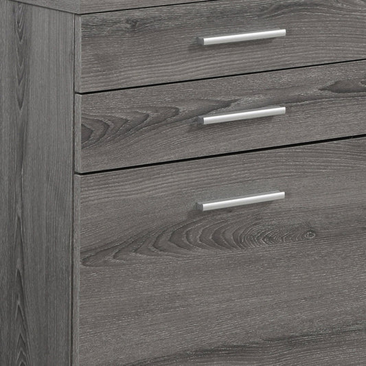 17.75" X 18.25" X 25.25" Dark Taupe Black Particle Board 3 Drawers  Filing Cabinet