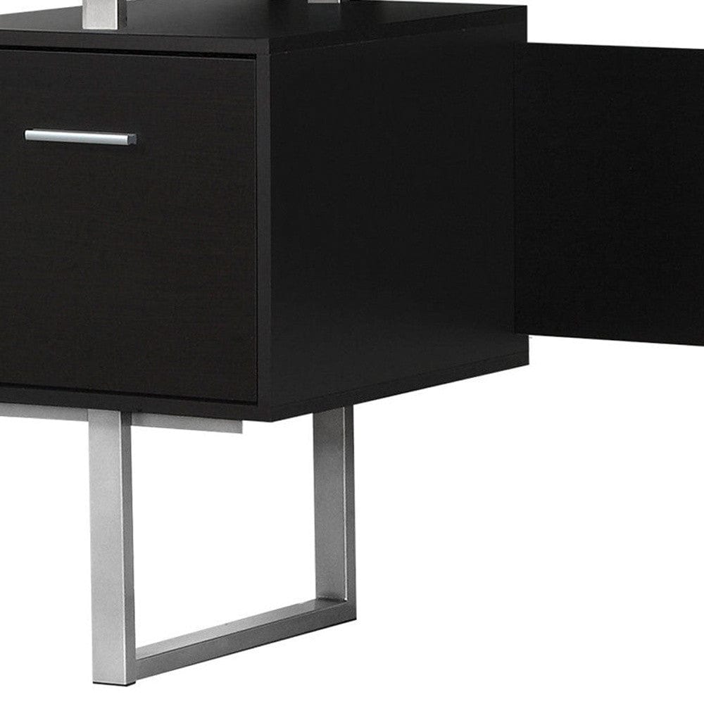 24" Black and Silver Computer Desk With Three Drawers