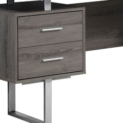 24" Taupe and Silver Computer Desk With Three Drawers