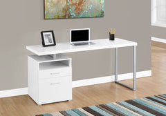 24" White and Silver Computer Desk With Two Drawers